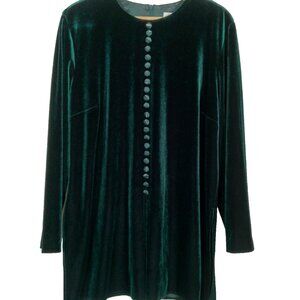 Vintage 1990s JBS LTD Shirt 16W Emerald Green Velour Button Fairy Fairycore